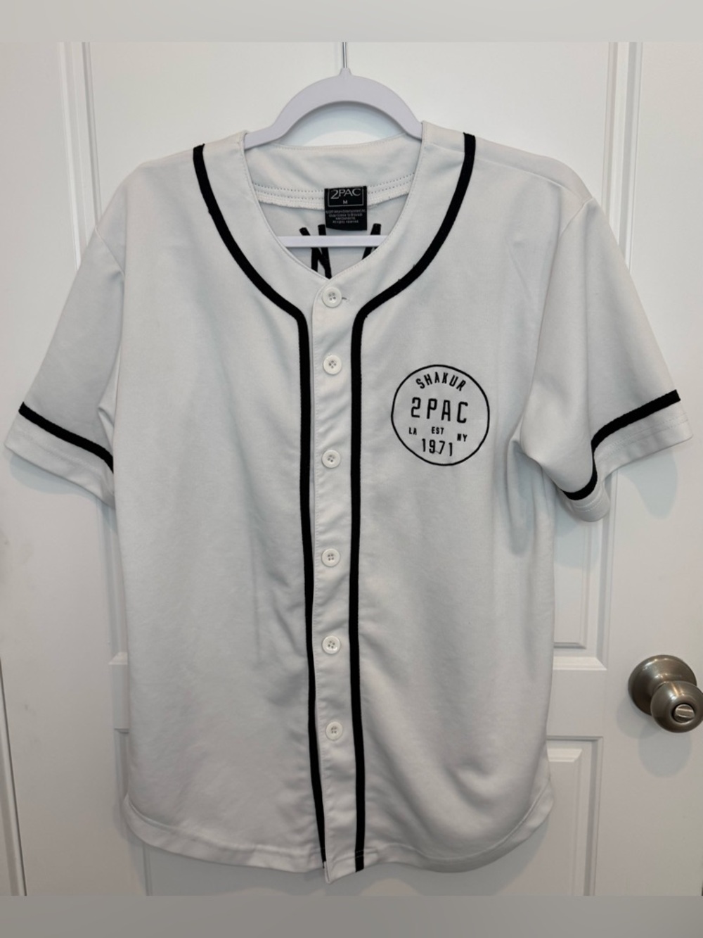 2pac Shakur 71 Button Up Embroidery Jersey Size Medium READ hip hop